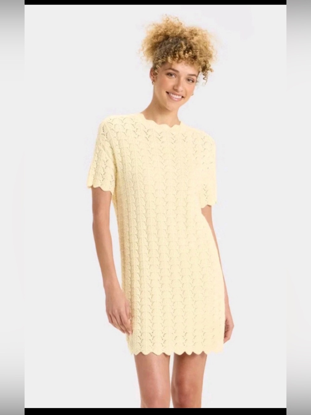 Size 1X A new day Crochet style Ivory mini dress nwt